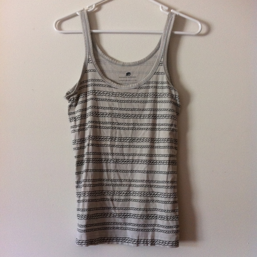 Banana Republic Tan & Rope Blue Pattern Tank Top